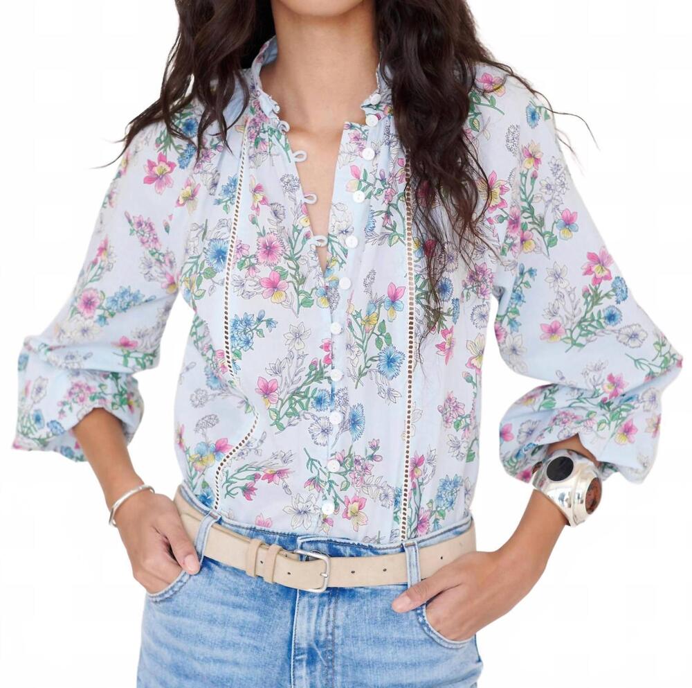NEW BANJANAN tara long sleeve button front shirt in imperial